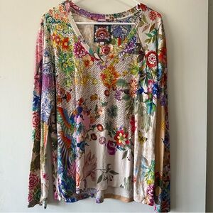 Johnny Was Light Dreamer Long Sleeve Floral Swing Shirt Women’s Size M